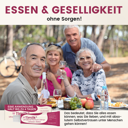 Timilk® UltraBond Premium Zahnprothesen-Kleber 🔥FDA-zertifiziert (Klinisch erwiesener 4-Tage-Halt für sicheren, komfortablen und zinkfreien Sitz der Prothese 🦷)-1